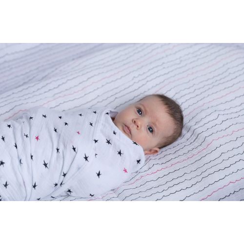  Ely Muslin Swaddle Blanket 100% Soft Muslin Cotton 3 Pack 47x 47 (Hot Pink)
