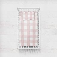 ElyS & Co. Baby Crib Set 4 pc, Crib Sheet,Quilted Blanket, Crib Skirt & Baby Pillow Case - Gingham Design in Pink