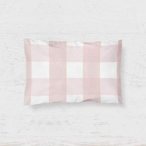  ElyS & Co. Baby Crib Set 4 pc, Crib Sheet,Quilted Blanket, Crib Skirt & Baby Pillow Case - Gingham Design in Pink