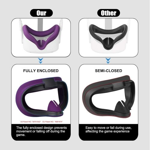  [아마존베스트]Elygo Eyglo VR Face Silicone Cover Mask for Oculus Quest 2 Headset Face Pad Cushion Sweatproof Anti-Fog Oculus Quest 2 Accessories (Purple)