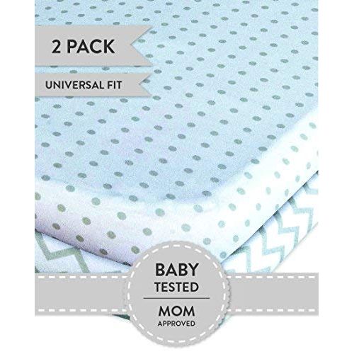  Bassinet Sheet Set 2 Pack 100% Jersey Cotton for Baby Girl by Elys & Co. - Grey Chevron and Polka Dot...