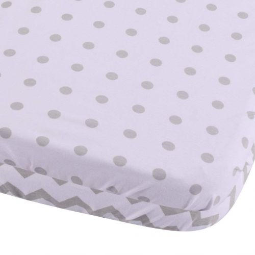  Elys & Co Waterproof Bassinet Sheet,No Need for Bassinet Mattress Pad Cover, 2 Pack Grey Chevron and Polka Dots,Unisex for Baby Boy and Baby Girl