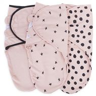 Elys & Co. Adjustable Swaddle Blanket Infant Baby Wrap Set 3 Pack (Pink, 3-6 Months)