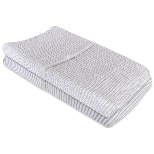  Elys & Co. Waterproof Changing Pad Cover Set | Cradle Sheet Set by Elys & Co no Need for Changing Pad Liner Taupe Splash & Stripe 2 Pack