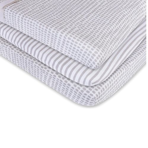  Elys & Co. Waterproof Changing Pad Cover Set | Cradle Sheet Set by Elys & Co no Need for Changing Pad Liner Taupe Splash & Stripe 2 Pack