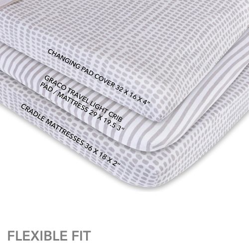  Elys & Co. Waterproof Changing Pad Cover Set | Cradle Sheet Set by Elys & Co no Need for Changing Pad Liner Taupe Splash & Stripe 2 Pack