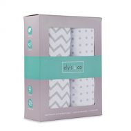 Crib Sheet Set 2 Pack 100% Jersey Cotton for Baby Girl and Baby Boy by Elys & Co. - Grey Chevron and Polka Dot by Elys & Co.