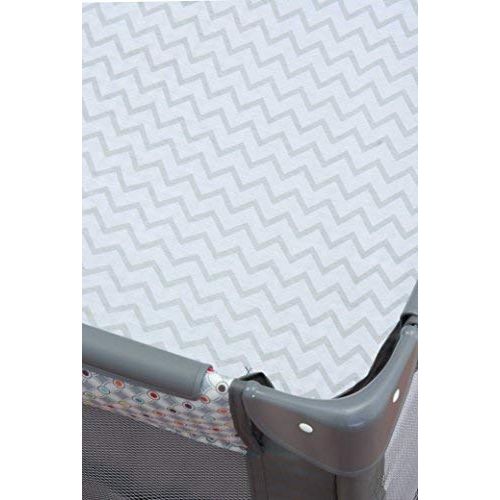  Pack N Play Portable Crib Sheet Set 100% Jersey Cotton Unisex for Baby Girl and Baby Boy by Elys & Co. (Grey Chevron and Polka Dot)