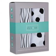 Elys & Co Crib Sheet Set | Toddler Sheet Set 2 Pack 100% Jersey Cotton Black and White Abstract Stripes and Dots