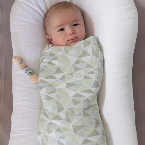  Elys & Co. Bamboo Muslin Swaddle Blankets Ultra Soft & Silky Swaddles 47 x 47 3 PK Sage Triangle Design...