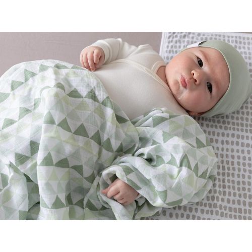  Elys & Co. Bamboo Muslin Swaddle Blankets Ultra Soft & Silky Swaddles 47 x 47 3 PK Sage Triangle Design...