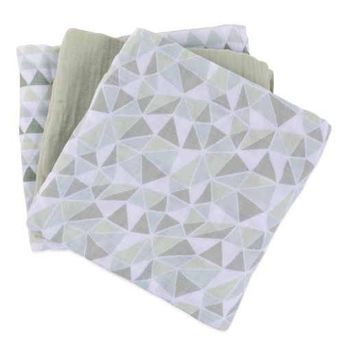  Elys & Co. Bamboo Muslin Swaddle Blankets Ultra Soft & Silky Swaddles 47 x 47 3 PK Sage Triangle Design...