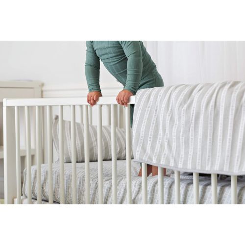  Elys & Co. Baby Crib Set 4 pc, Crib Sheet,Quilted Blanket, Crib Skirt & Baby Pillow Case Grey Bamboo Design Combo