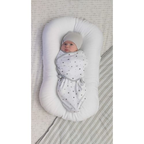  Elys & Co. Baby Crib Set 4 pc, Crib Sheet,Quilted Blanket, Crib Skirt & Baby Pillow Case Grey Bamboo Design Combo