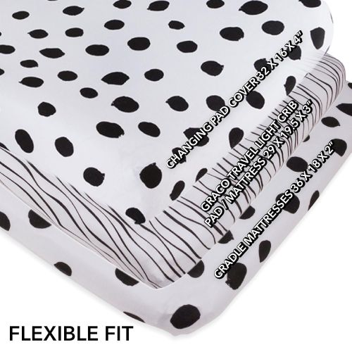  [아마존베스트]Ely Changing Pad Cover Set | Cradle Sheet 2 Pack 100% Jersey Cotton Black and White Abstract Stripes and...