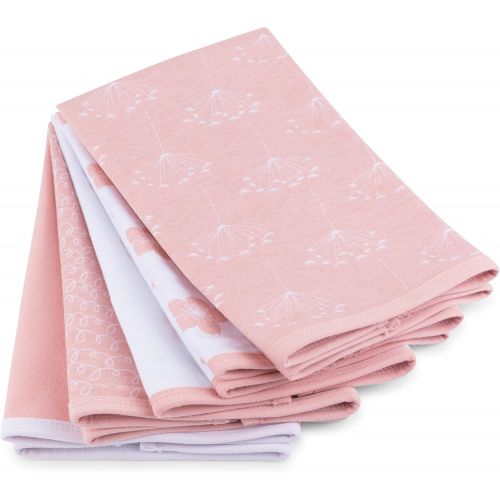  [아마존베스트]Baby Burp Cloth,Waterproof Reversible Jersey Cotton Large Burp Cloths, Cloth Diapers 20 x 12 5 Pack I Pink Combo for Baby Girl by Elys & Co.