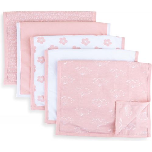  [아마존베스트]Baby Burp Cloth,Waterproof Reversible Jersey Cotton Large Burp Cloths, Cloth Diapers 20 x 12 5 Pack I Pink Combo for Baby Girl by Elys & Co.