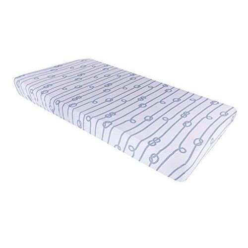  [아마존베스트]Ely's & Co. Pack N Play Portable Crib Sheet Set 100% Jersey Cotton 2 Pack - Dusty Blue Nautical Print