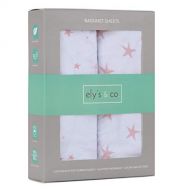 [아마존베스트]Ely's & Co. Bassinet Sheet 100% Jersey Cotton 2 Pack for Baby Girl-Dusty Rose and Mauve Pink Stars