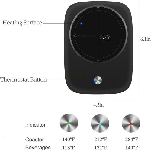  [아마존베스트]Elyss Cup Warmer with 3 Settings,Coffee Mug Warmer for Desk Auto Shut Off Cup Warmer Water Tea Milk Desktop Heating Plate Electric Beverage Warmer Plate