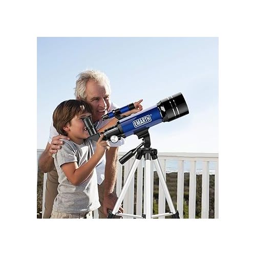  Telescope, 70MM Aperture Kids Telescope with 2 Eyepieces, 360MM Refractor Portable Telescope for Kids with Tripod & Finder Scope, STEM Toys Astronomy Gifts for Children Blue