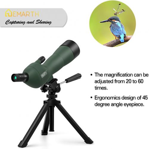  [아마존 핫딜]  [아마존핫딜]Emarth 20-60x60AE Waterproof Angled Spotting Scope with Tripod, 45-Degree Angled Eyepiece, Optics Zoom 39-19m/1000m for Target Shooting Bird Watching Hunting Wildlife Scenery (20-6
