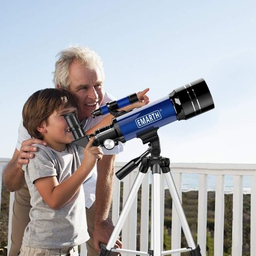  [아마존핫딜][아마존 핫딜] Emarth Telescope, Travel Scope, 70mm Astronomical Refracter Telescope with Tripod & Finder Scope, Portable Telescope for Kids Beginners (Blue)