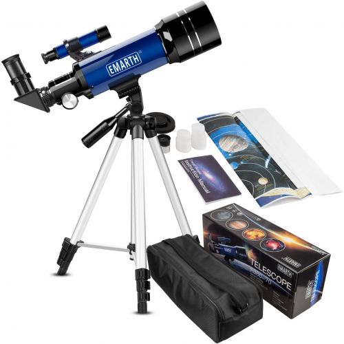  [아마존베스트]Emarth Telescope, Travel Scope, 70mm Astronomical Refracter Telescope with Tripod & Finder Scope, Portable Telescope for Kids Beginners (Blue)