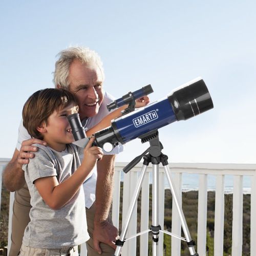  Emarth Telescope, Travel Scope, 70mm Astronomical Refracter Telescope with Tripod & Finder Scope, Portable Telescope for Kids Beginners (Blue)