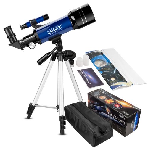  Emarth Telescope, Travel Scope, 70mm Astronomical Refracter Telescope with Tripod & Finder Scope, Portable Telescope for Kids Beginners (Blue)