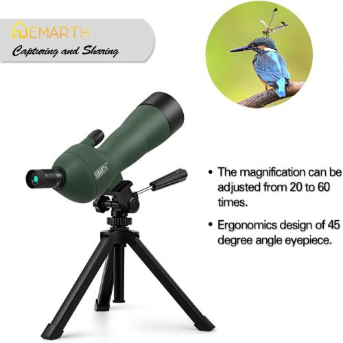  Emarth 20-60x60AE 45 Degree Angled Spotting Scope with Tripod, Phone Adapter, Carry Bag, Scope for Target Shooting Bird Watching Hunting Wildlife