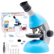 Emarth Microscope, Kids Microscope 40X- 640X with Science Kits Beginners Microscope Includes 25 Slides for Student Children-Blue