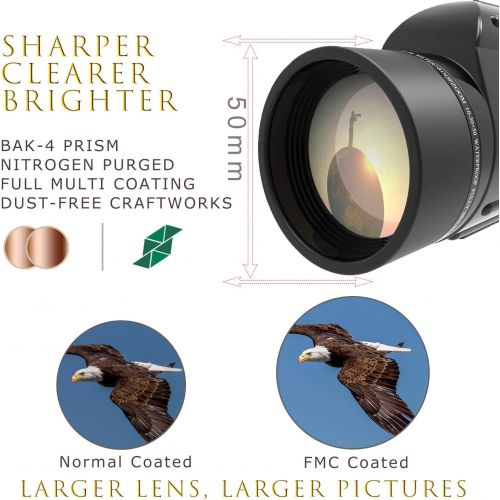  [아마존베스트]Emarth High Power 10-30X50 Zoom Monocular Telescope BAK4 Prism Waterproof Fog Proof Men Gifts for Bird Watching Camping Hunting Wildlife Traveling