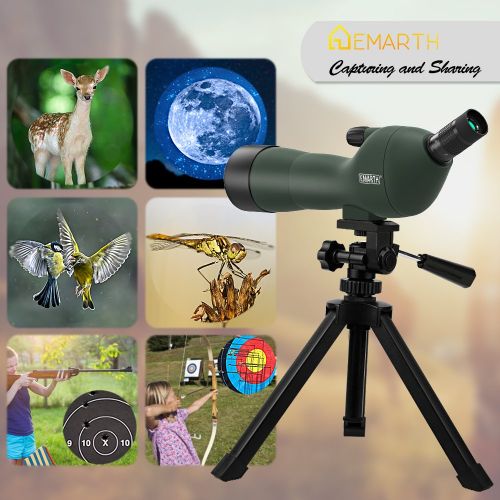  Emarth 20-60x60AE Waterproof Angled Spotting Scope with Tripod, 45-Degree Angled Eyepiece, Optics Zoom 39-19m1000m for Target Shooting Bird Watching Hunting Wildlife Scenery