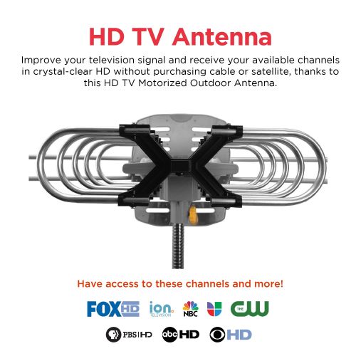  Ematic HD TV Motorized Outdoor Antenna with 150-Mile Range