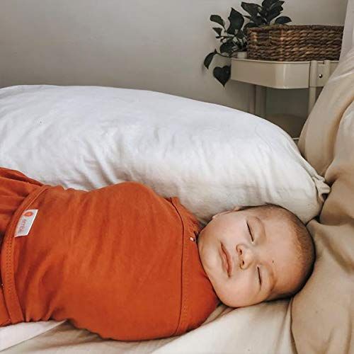  Embe embe 2-Way Starter Swaddle Blanket, 5-14 lbs, Diaper Change w/o Unswaddling, Legs in and Out Design, Warm Up or Cool Down 100% Cotton, 0-3 Months (Rust)