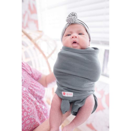  Embe embe 2-Way Starter Swaddle Blanket, 5-14 lbs, Diaper Change w/o Unswaddling, Legs in and Out Design, Warm Up or Cool Down 100% Cotton, 0-3 Months (Slate)