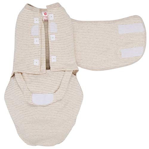  Embe embe 2-Way Organic Starter Swaddle Blanket, 5-14 lbs, Diaper Change w/o Unswaddling, Legs in and Out Design, Warm Up or Cool Down 100% Organic Cotton, 0-3 Months (Organic Oatmeal S