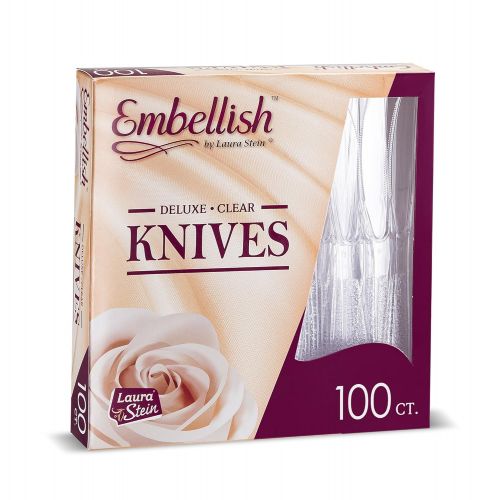  Embellish Cutlery Deluxe Heavy Weight Clear Plastic Knives 100 Per Box