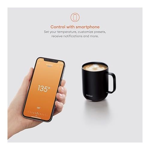  Ember Temperature Control Smart Mug 2, 14 Oz, App-Controlled Heated Coffee Mug with 80 Min Battery Life and Improved Design, Black