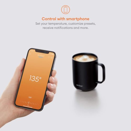  Ember Temperature Control Smart Mug 2, 14 oz, Black, 80 min. Battery Life - App Controlled Heated Coffee Mug - Improved Design