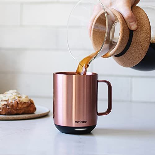  Ember Temperature Control Smart Mug 2, 10 oz, Rose Gold, 1.5-hr Battery Life - App Controlled Heated Coffee Mug