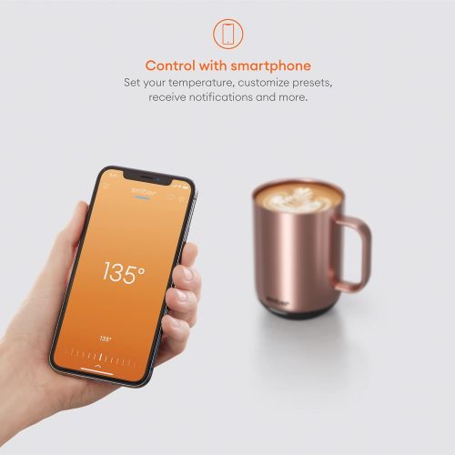  Ember Temperature Control Smart Mug 2, 10 oz, Rose Gold, 1.5-hr Battery Life - App Controlled Heated Coffee Mug