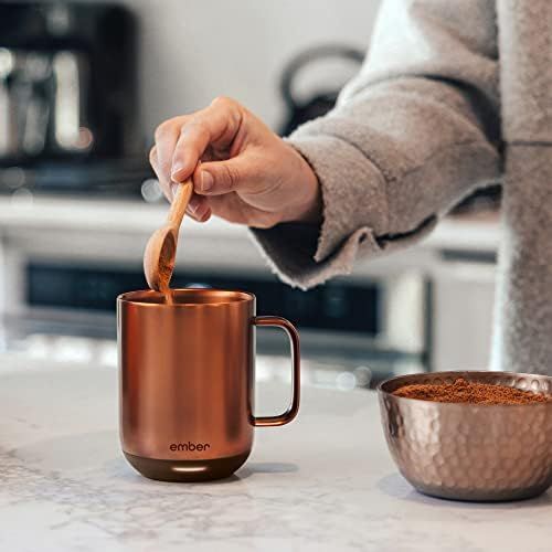  [아마존베스트]NEW Ember Temperature Control Smart Mug 2, 10 oz, Copper, 1.5-hr Battery Life - App Controlled Heated Coffee Mug - New & Improved Design