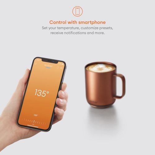  [아마존베스트]NEW Ember Temperature Control Smart Mug 2, 10 oz, Copper, 1.5-hr Battery Life - App Controlled Heated Coffee Mug - New & Improved Design