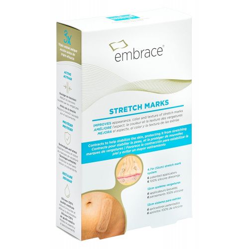  Embrace Stretch Marks Scar Treatment, Silicone Sheets for Red and Pink Stretch Marks, Large 4.7 Inch Sheets, 6 Count (60 Day Supply)