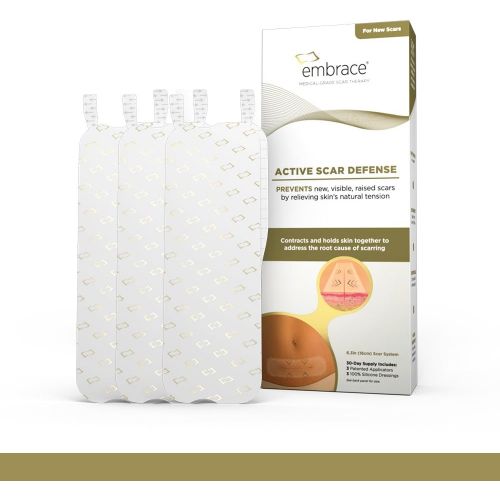  Embrace Scar Treatment, Silicone Sheets for New Scars with Active Scar Defense, Small 1.6 Inch Sheets, 6 Count, Recommended Full Treatment (60 Day Supply)