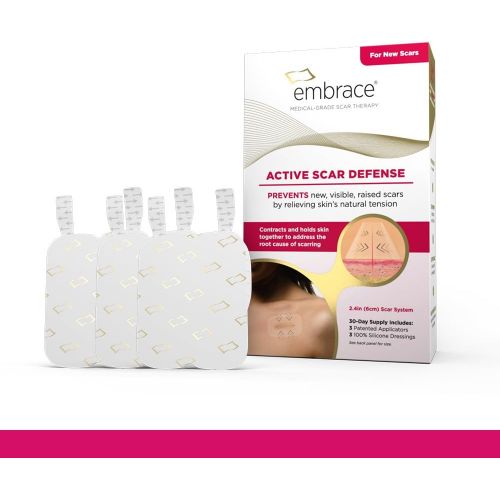  Embrace Scar Treatment, Silicone Sheets for New Scars with Active Scar Defense, Small 1.6 Inch Sheets, 6 Count, Recommended Full Treatment (60 Day Supply)