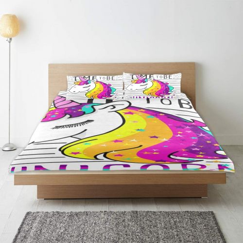  Embroidered senya 3 Pieces Duvet Cover Rainbow Color Unicorn Soft Warm Twin Bedding Set Quilt Bed Covers for Kids Boys Girls