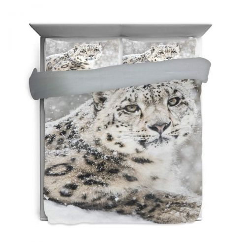  Embroidered senya Ultra Soft 3pc Duvet Cover Set Snow Leopard Printed Cotton Luxury Lightweight Microfiber Velvet Warm Cozy Bedding Set for Kids Boys Girls